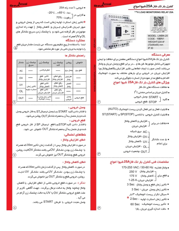 عکس محصول کنترل بار تک فاز 25A